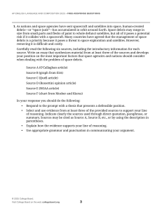 AP English 2025 Space Debris Essay Prompt