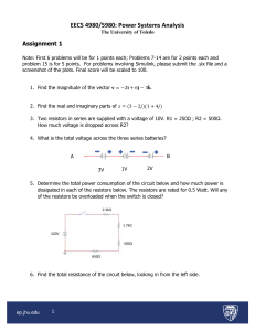 EECS Power Systems Analysis Assignment 1