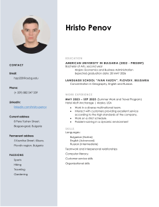 Hristo Penov - Resume and CV