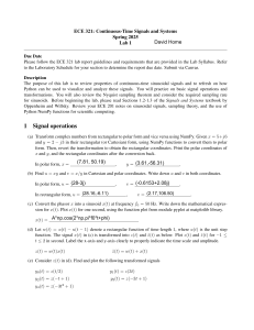 ECE 321 Lab 1: Continuous-Time Signals and Python