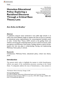 Homeless Educational Policy: Racialized Discourse Through CRT Lens