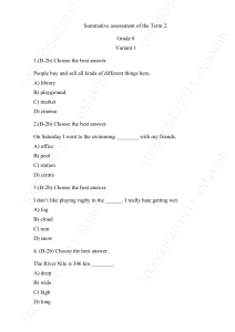 Grade 8 English Summative Assessment Term 2