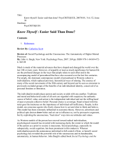 Know Thyself: Easier Said Than Done? Book Review