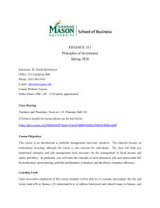 FINANCE 311 Principles of Investment Syllabus