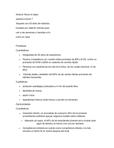 Plan de Negocios: Avance Tacos el Negro - An&aacute;lisis Estrat&eacute;gico