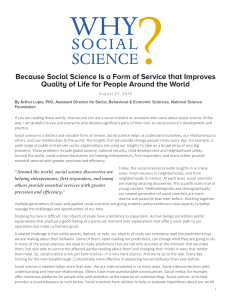 Why Social Science Matters: Improving Quality of Life