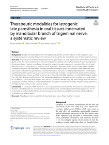 Therapeutic Modalities for Iatrogenic Late Paresthesia: A Systematic Review