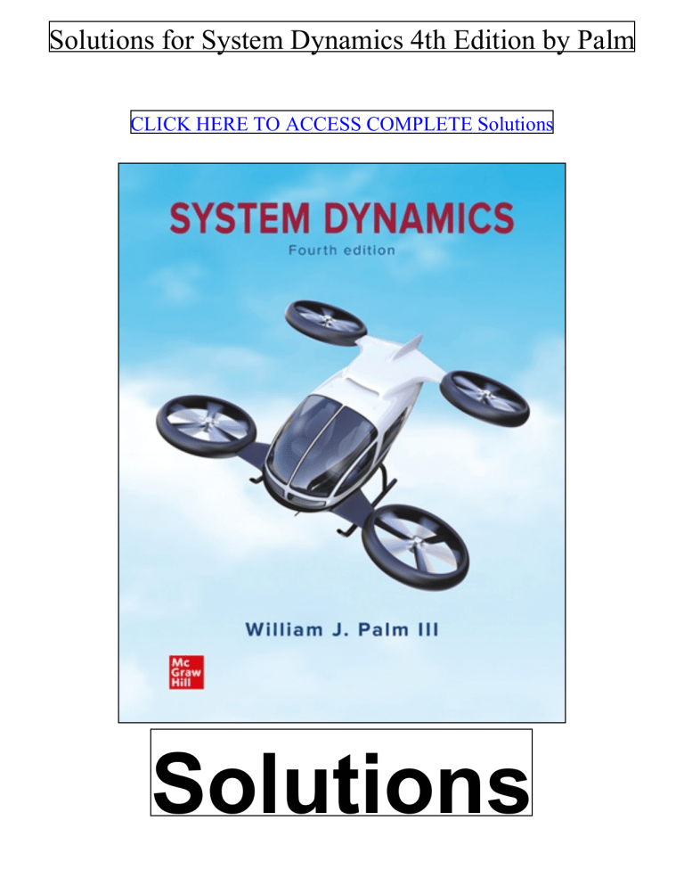System Dynamics 4th Edition Palm Chapter 1 Solutions