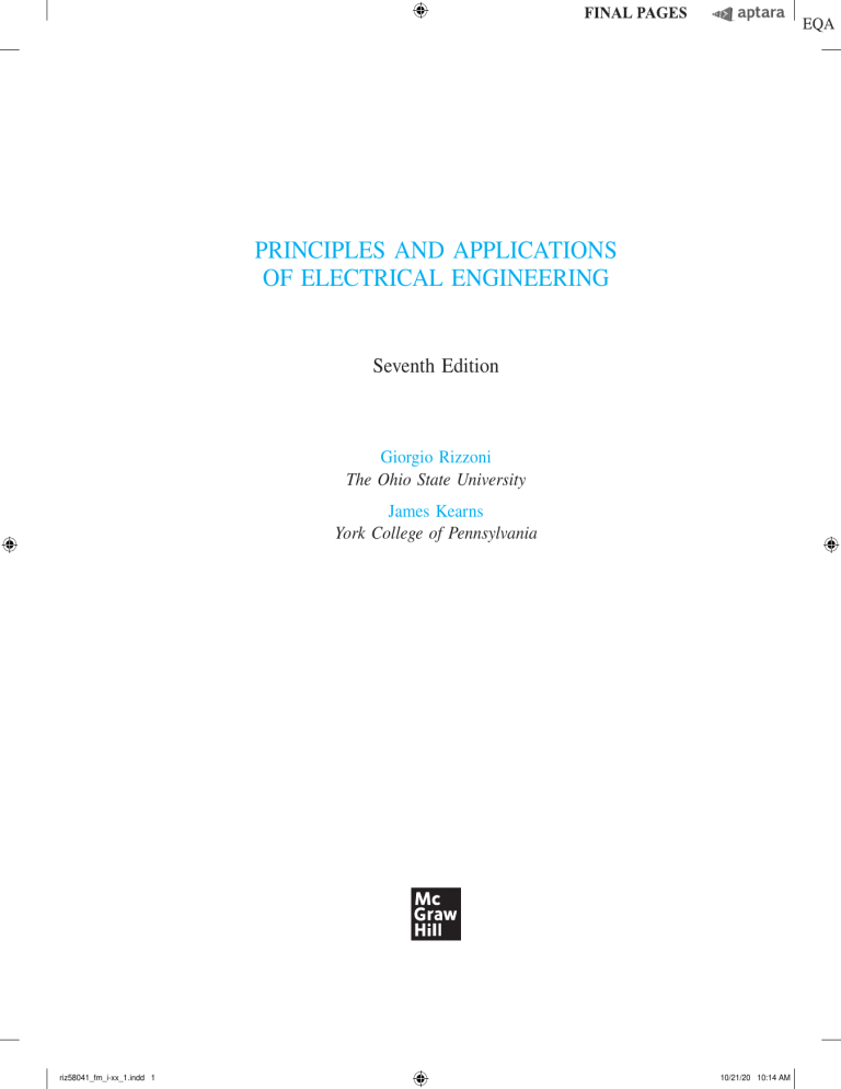 Principles and Applications of Electrical Engineering 7th Ed Textbook