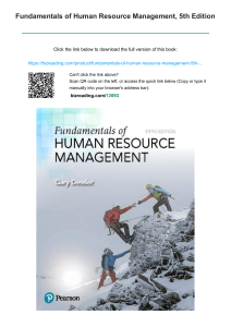 Fundamentals of Human Resource Management 5th Edition Textbook