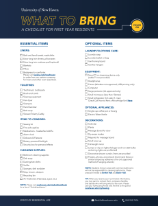 University of New Haven: What to Bring for First-Year Residents