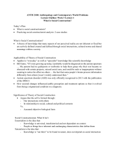 ANTH 2100 Lecture Outline: Social Construction