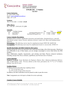 ENGR 242 - T Statics Syllabus, Concordia University