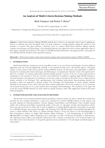 Velasquez Hester 2013 AnAnalysisofMulti-CriteriaDecisionMakingMethodsFINAL