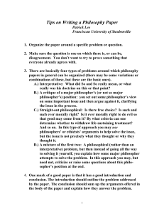 Tips on Writing a Philosophy Paper