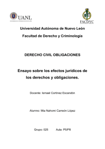 Ensayo sobre Efectos Jur&iacute;dicos de las Obligaciones Civiles