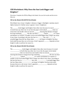 CER Worksheet: Why Sun Looks Bigger Brighter