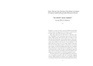 Academic Writing: Answering 'So What?' and 'Who Cares?'