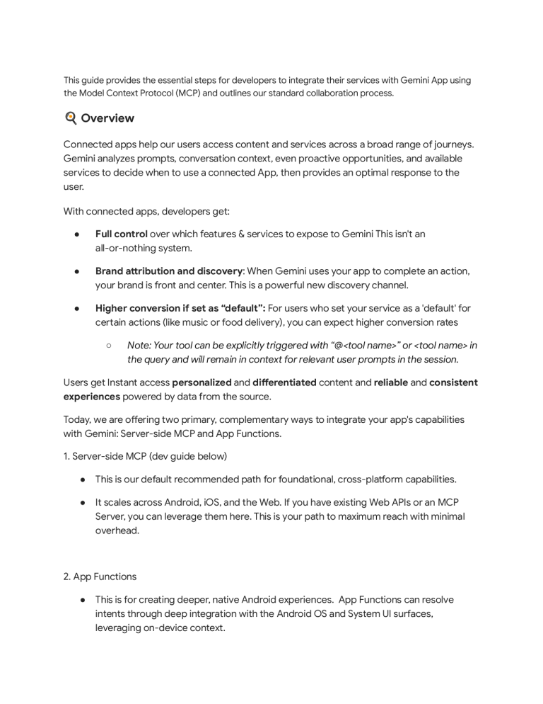 Gemini App MCP Integration Guide for Developers