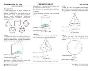 Civil Engineering Solid Geometry Review May 2022