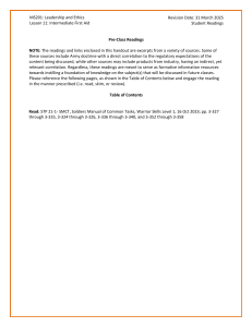 Intermediate First Aid Student Readings MS201