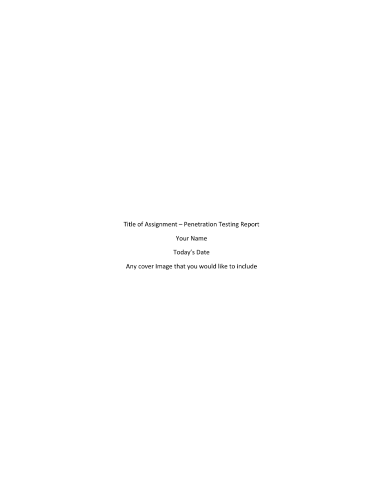 Penetration Testing Report Template