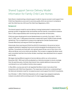 Shared Support Model for Family Child Care Homes