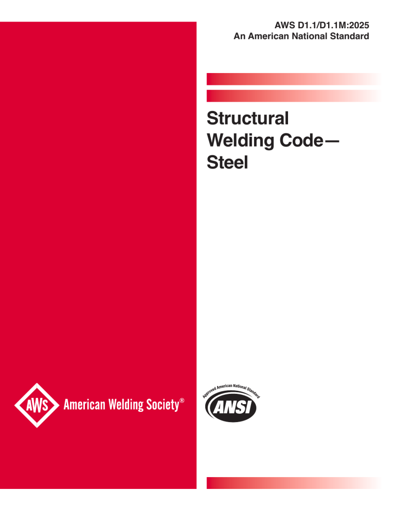AWS D1.1/D1.1M:2025 Structural Welding Code—Steel
