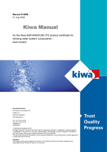 Kiwa Manual K15008 NSF/ANSI/CAN 372 Lead Content