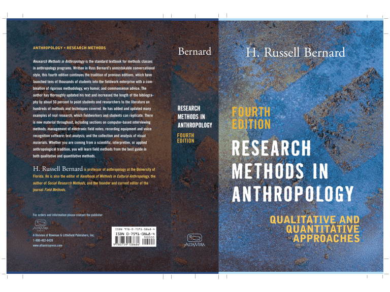 Research Methods in Anthropology: Qualitative & Quantitative Approaches