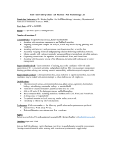 Part-Time Undergraduate Lab Assistant - Soil Microbiology Lab