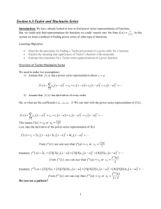 Taylor and Maclaurin Series - Section 6.3