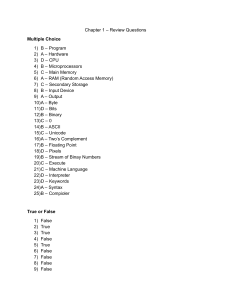 Chapter 1 Review Questions: Computer Basics & Programming