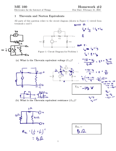 ME 100 Homework #2: Thevenin & Norton Equivalents
