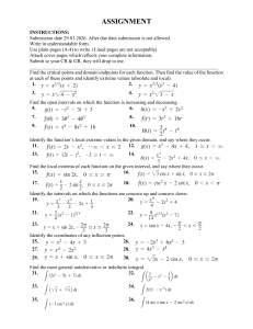 Calculus Assignment: Critical Points, Integrals, and Extrema