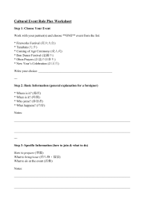 Cultural Event Role Play Worksheet for Japanese Festivals
