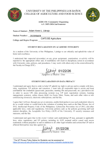 UP Los Ba&ntilde;os AERS 154 Community Organizing Declaration Form