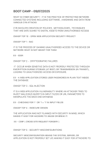Cybersecurity Boot Camp: OWASP Top 10 Guide
