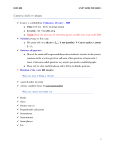 ECON 304 Study Guide for Exam 1