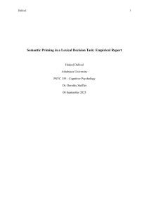 Semantic Priming in Lexical Decision Tasks - Cognitive Psychology Research