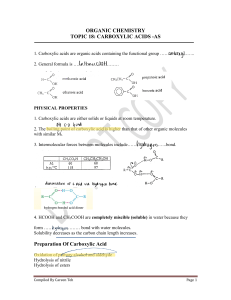 Organic Chemistry Carboxylic Acids Study Guide