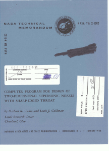 NASA TM X-1502: Supersonic Nozzle Design Program