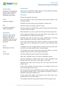 Classroom Snap and Match: ESL Vocabulary Games