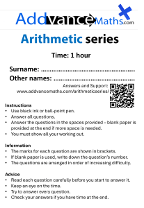 Arithmetic Series Test Worksheet
