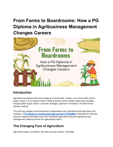 From Farms to Boardrooms: PG Diploma in Agribusiness Management
