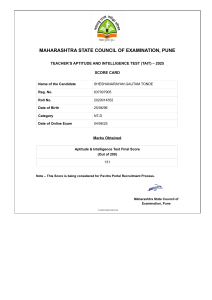 TAIT 2025 Score Card - Maharashtra State Council