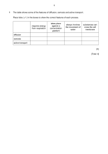 Diffusion Osmosis Active Transport Table - Biology Worksheet