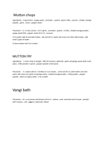 Mutton Chops, Mutton Fry, Vangi Bath Recipes