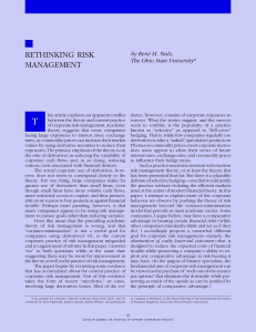 Rethinking Risk Management: Corporate Derivatives & Hedging