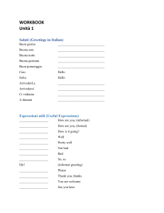Workbook Saluti Italiani Unit&agrave; 1